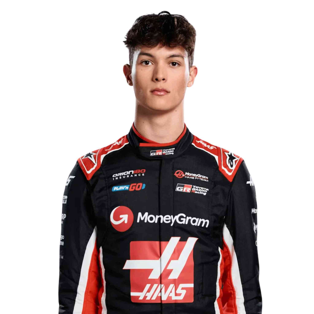 2025 Oliver Bearman MoneyGram Haas F1 Team Official Printed Race Suit.